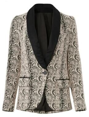 Free People Modern Femme Blazer Jacket Snake Animal Print Plunge Textured Medium